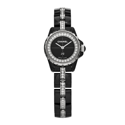Chanel Stainless Steel Ceramic Diamond Bezel 19mm J12 XS Quartz Watch Black 1 of 5