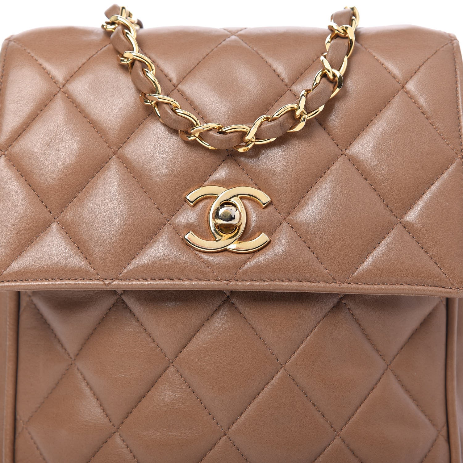 Chanel Lambskin Quilted Flap Camera Case Brown 10 of 11