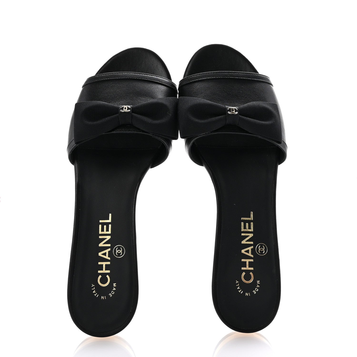 Chanel Lambskin Grosgrain CC Bow Mules 37 Black 2 of 10