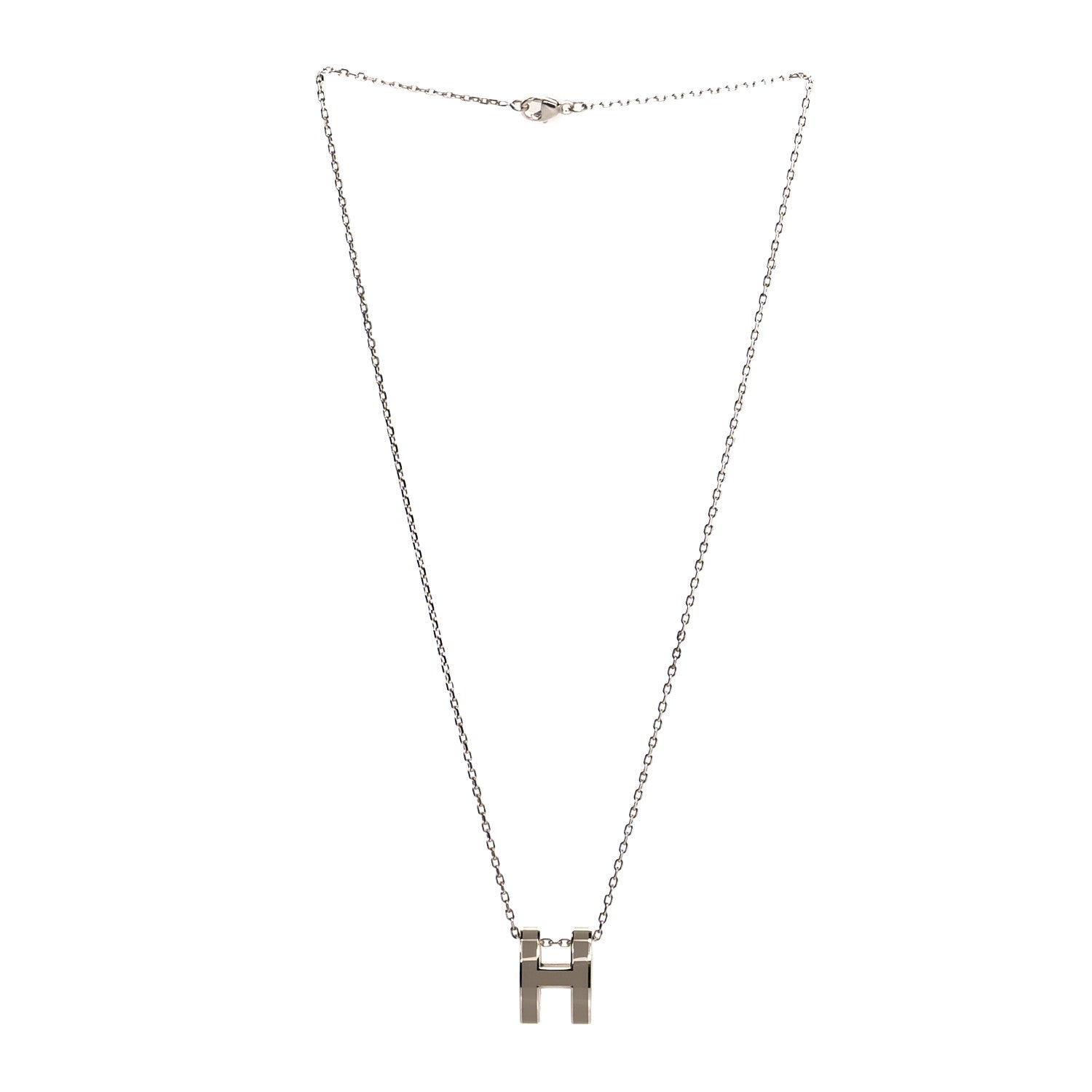 Hermes Lacquered Palladium Pop H Pendant Necklace Etain 3 of 5