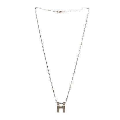 Hermes Lacquered Palladium Pop H Pendant Necklace Etain 3 of 5