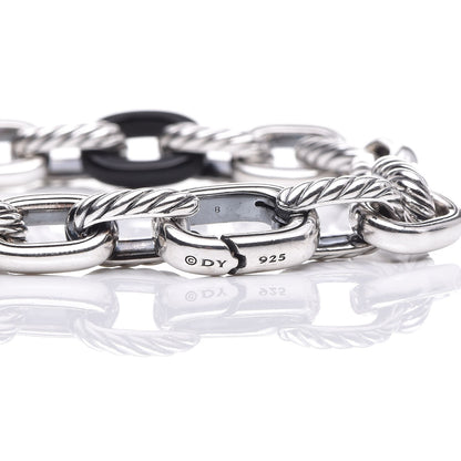 David Yurman Sterling Silver Black Ceramic Chain Link Bracelet 4 of 6