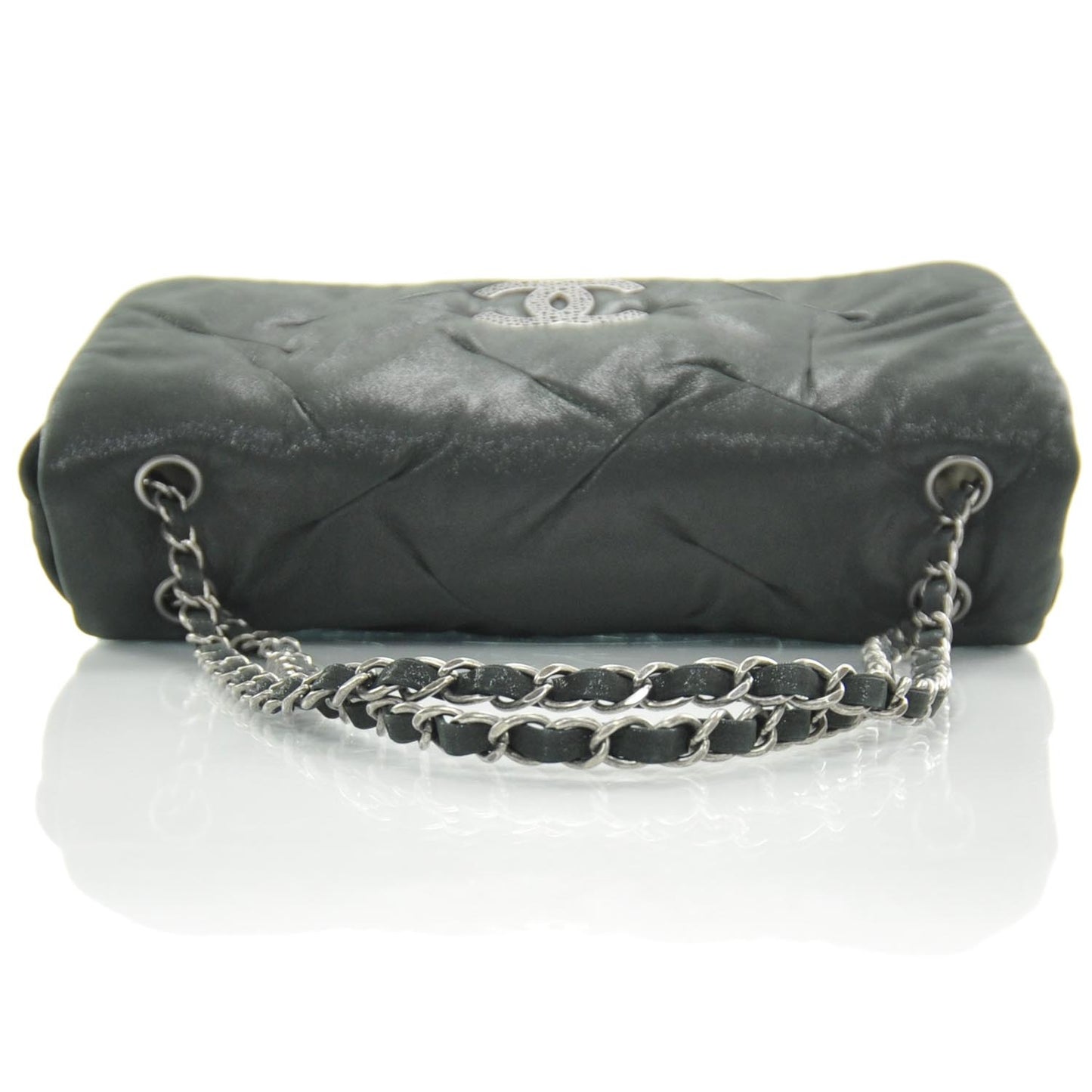 Iridescent Calfskin Glint Flap Black
