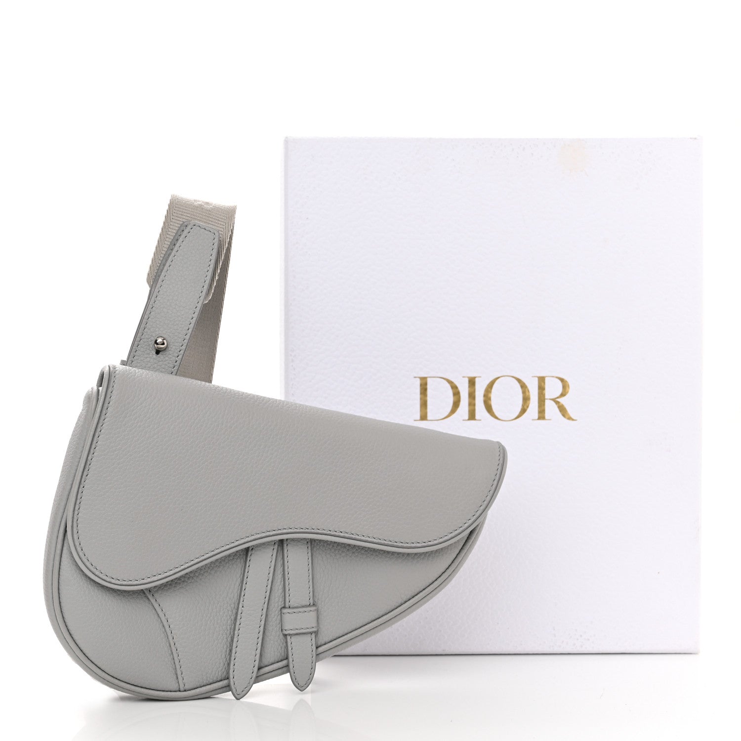 Christian Dior Grained Calfskin Mens Mini Saddle Bag Gray 12 of 12