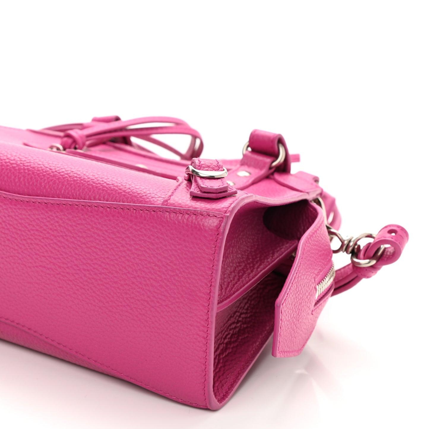 Grained Calfskin Neo Classic Silver Hardware Mini City Fuchsia