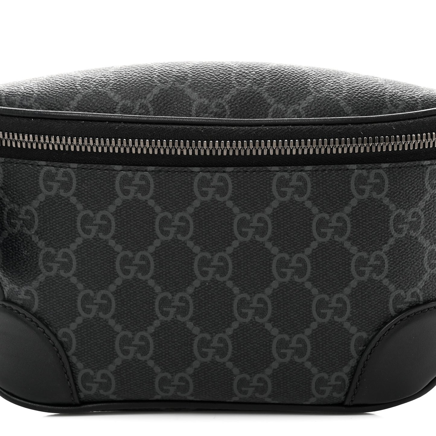 GG Supreme Monogram Emblem Calfskin Small Belt Bag Black Grey