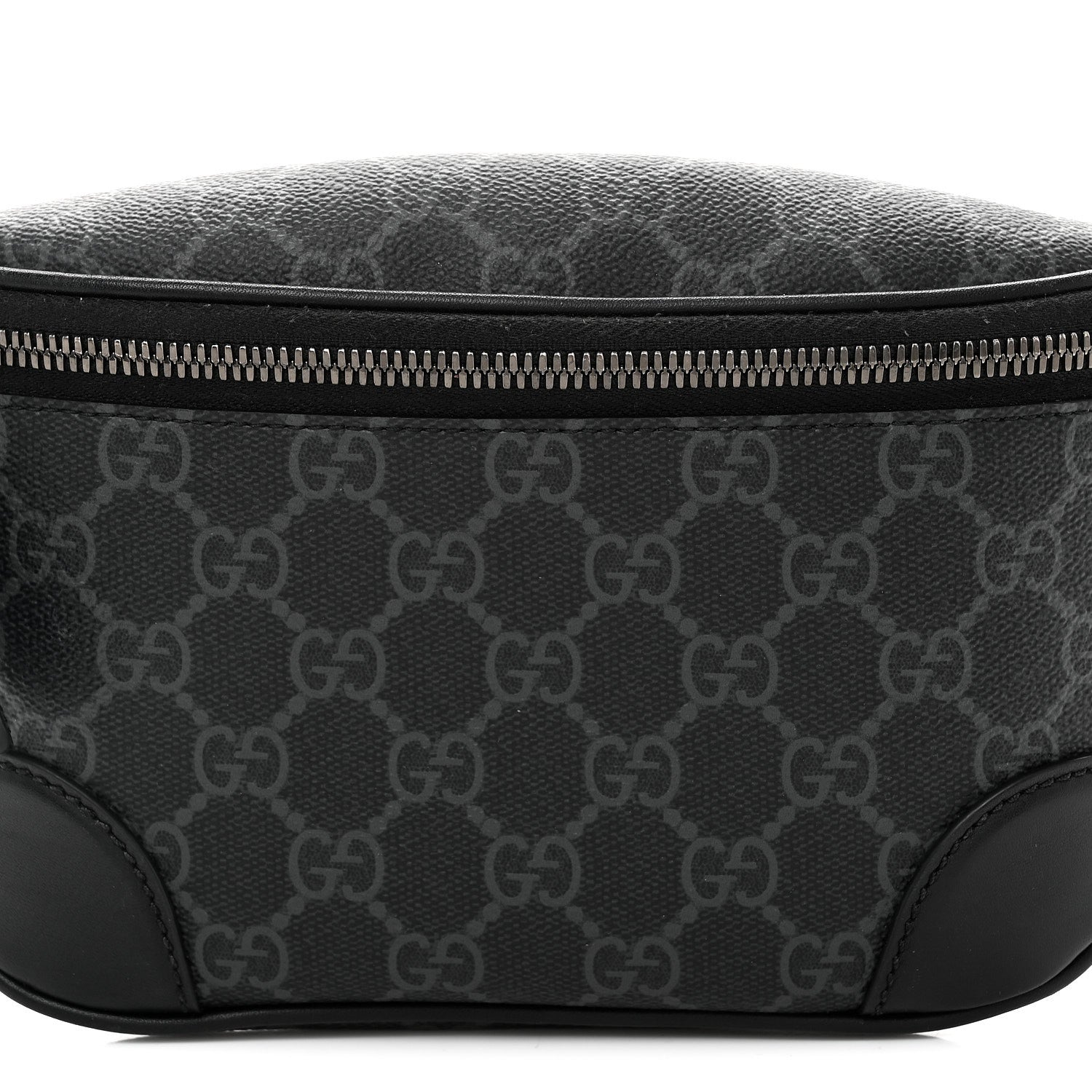 Gucci GG Supreme Monogram Emblem Calfskin Small Belt Bag Black Grey 8 of 10