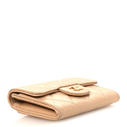 Chanel Caviar Quilted Flap Card Holder Wallet Beige 4 of 13