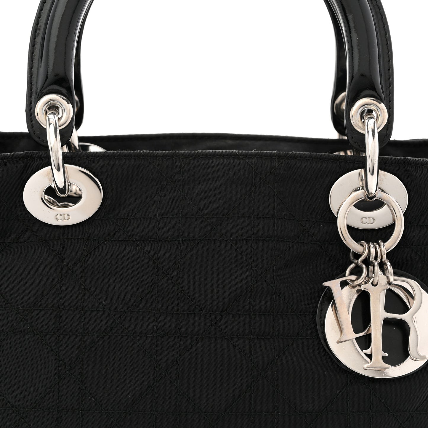 Nylon Cannage Medium Lady Dior Black