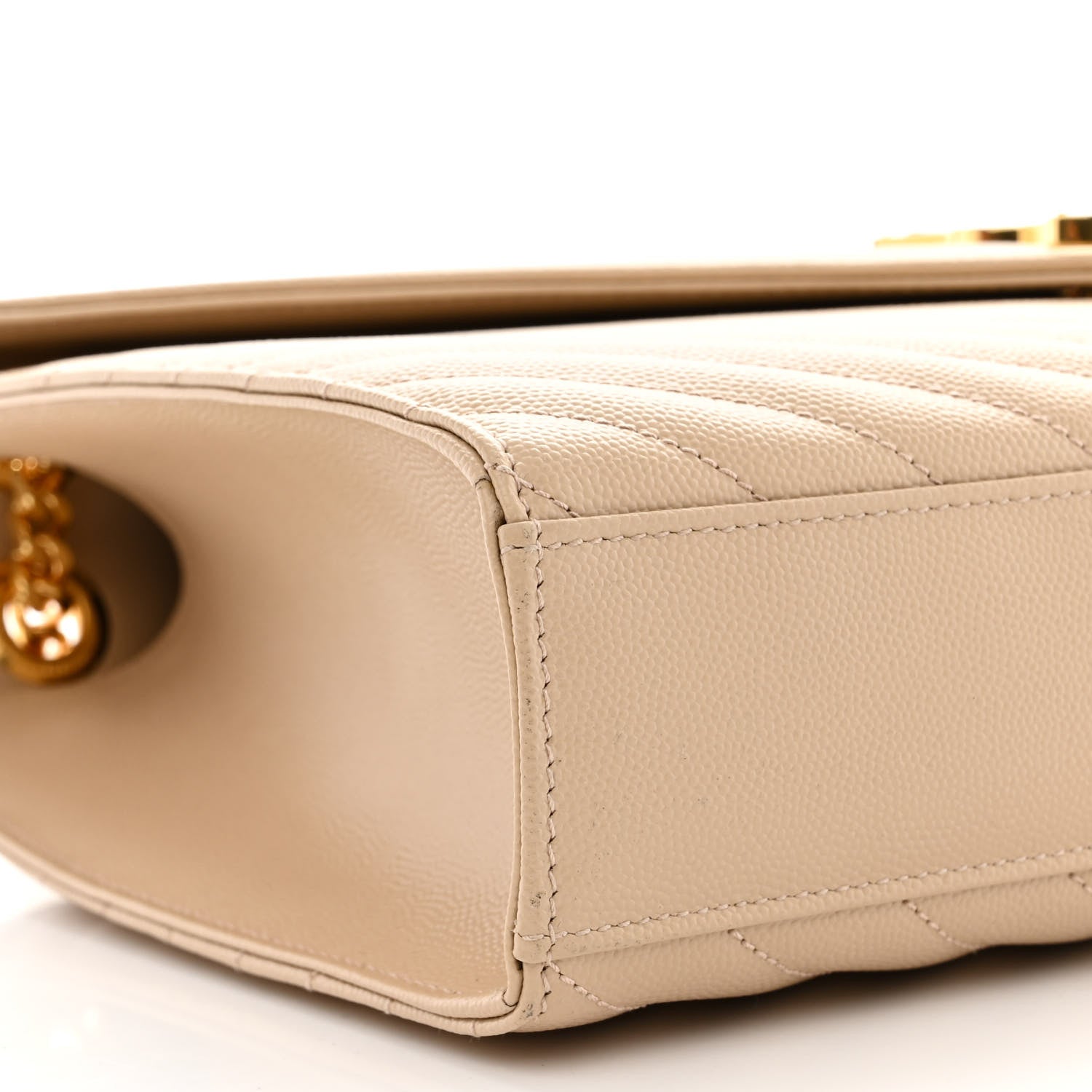 Saint Laurent Grain De Poudre Matelasse Chevron Large Monogram Satchel Nude Powder 8 of 9