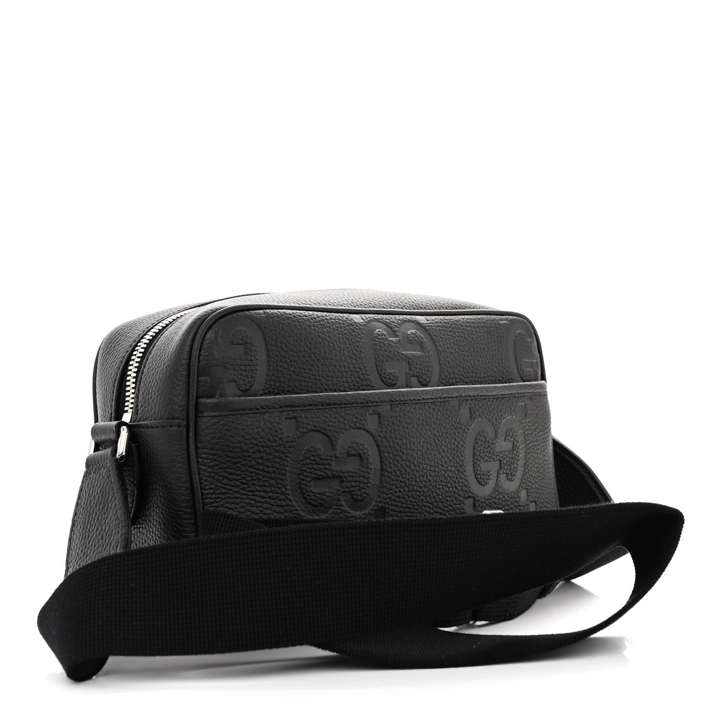 Gucci Piuma Calfskin Jumbo GG Embossed Medium Messenger Bag Black 3 of 11