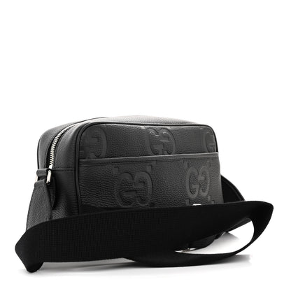 Gucci Piuma Calfskin Jumbo GG Embossed Medium Messenger Bag Black 3 of 11