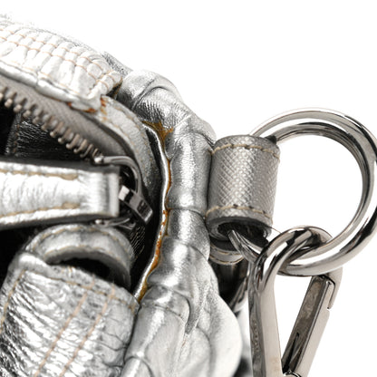 Prada Metallic Nappa Gaufre Messenger Tote Silver 12 of 20