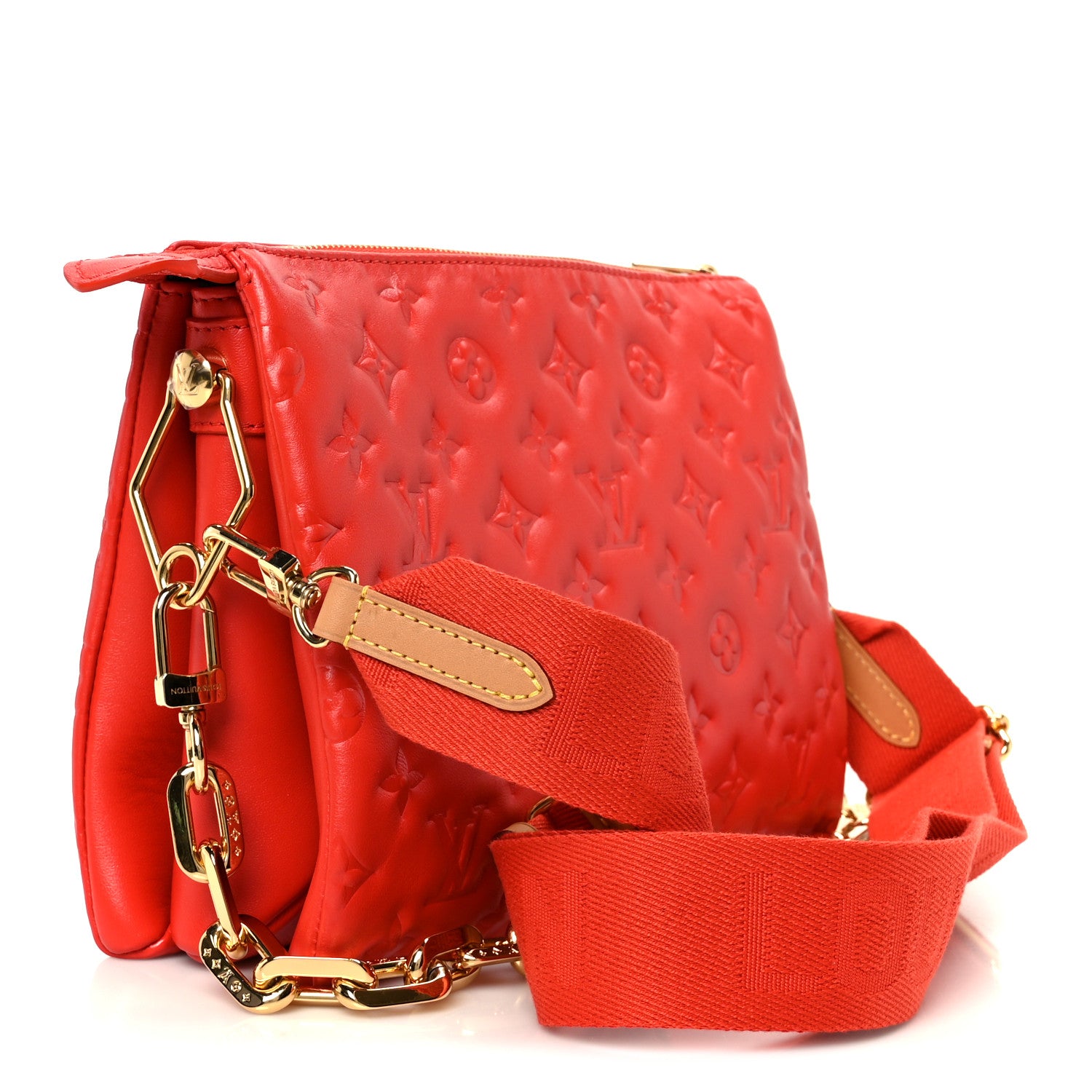 Louis Vuitton Lambskin Embossed Monogram Coussin PM Red 3 of 10