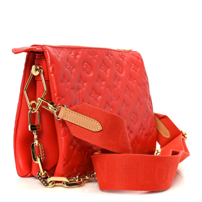 Louis Vuitton Lambskin Embossed Monogram Coussin PM Red 3 of 10