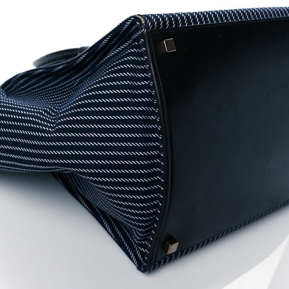 Celine Cotton Canvas Striped Medium Phantom Luggage Navy White 9 of 11