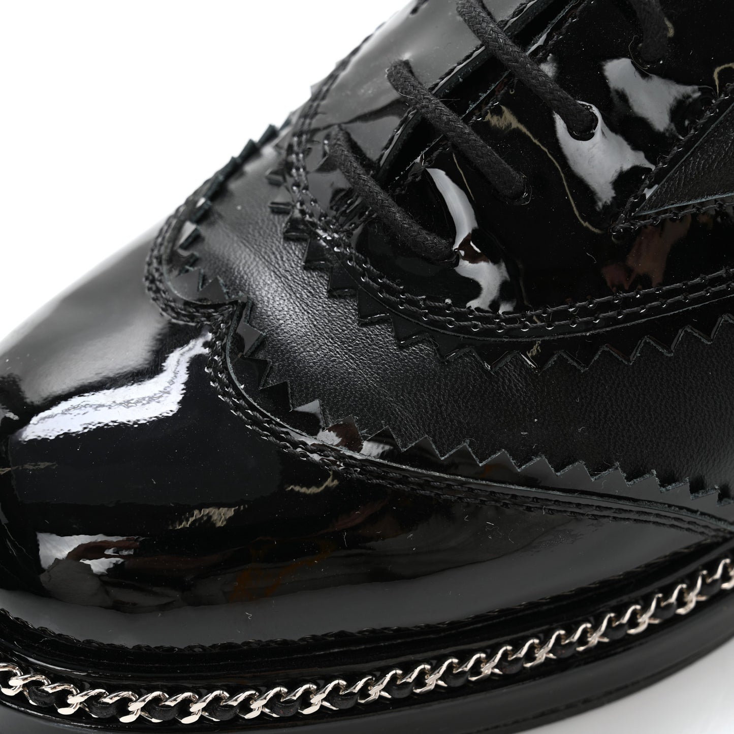 Lambskin Patent Calfskin CC Brogue Lace Up Oxfords 37 Black