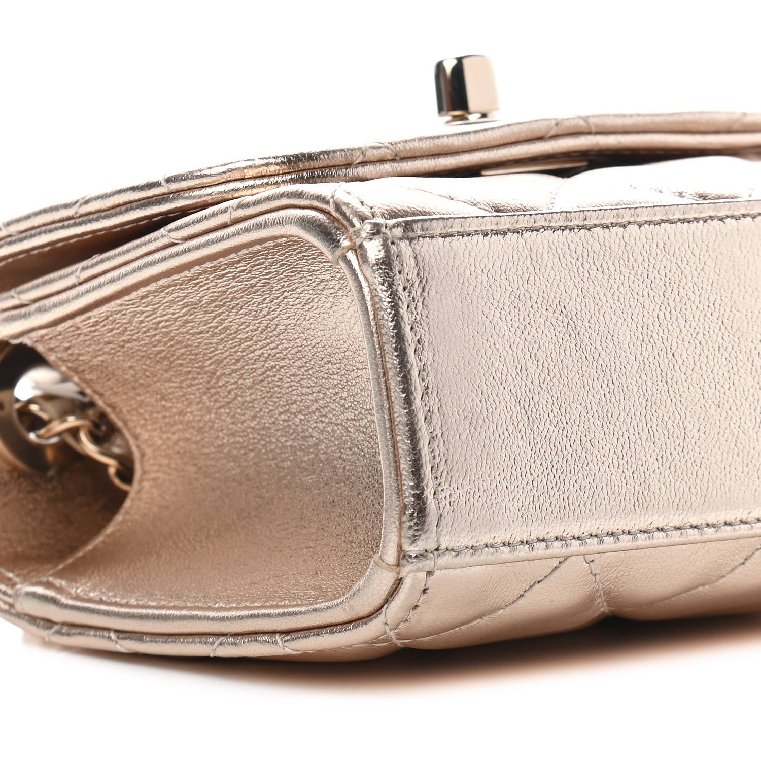 Chanel Metallic Lambskin Quilted Mini Trendy CC Clutch With Chain Gold 7 of 8