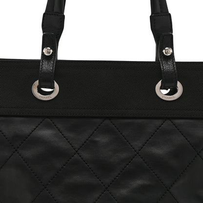 Chanel Coated Canvas Quilted Large Paris Biarritz Tote Black 9 of 11