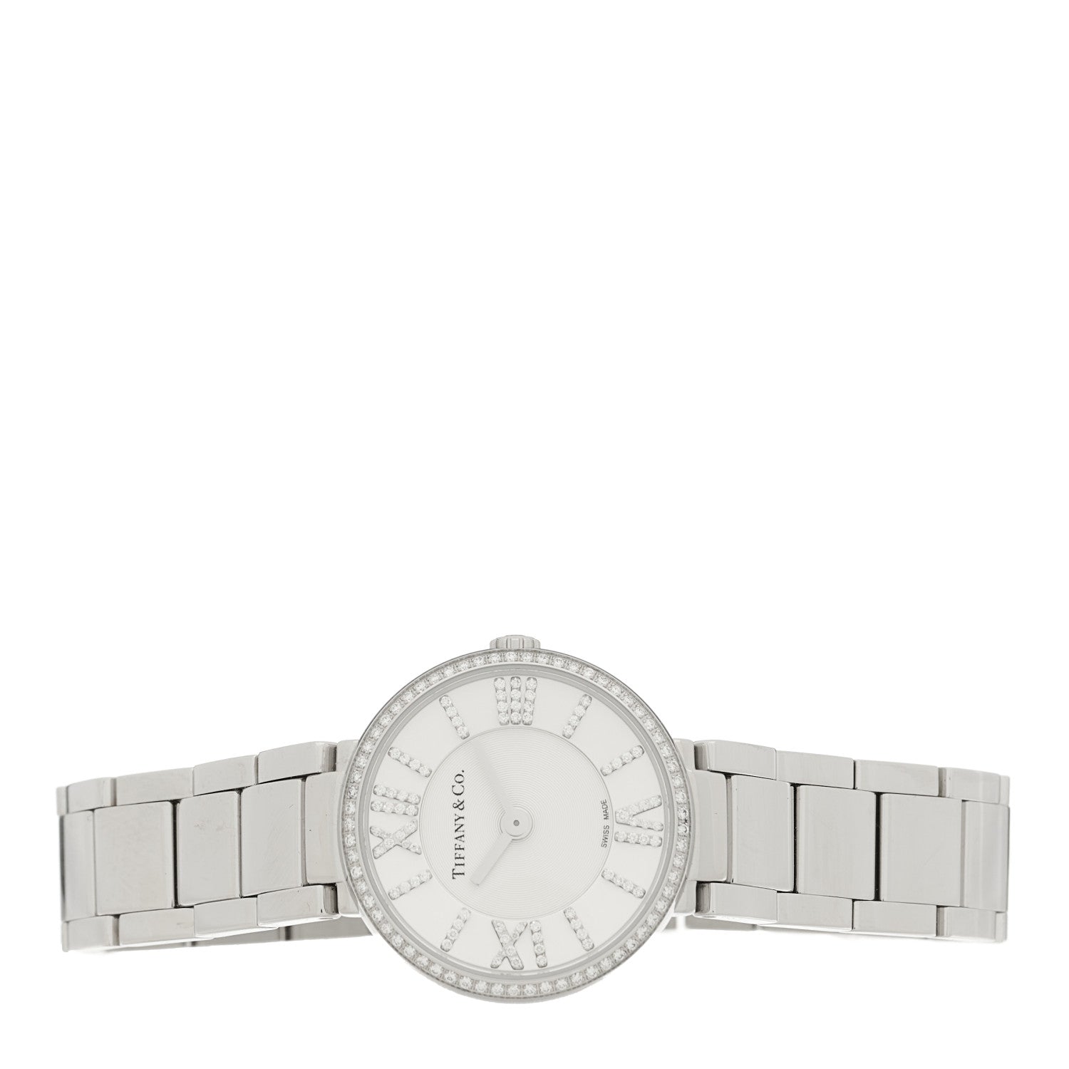 Tiffany Stainless Steel Diamond Bezel 24mm Atlas 2-Hand Quartz Watch Silver 2 of 4