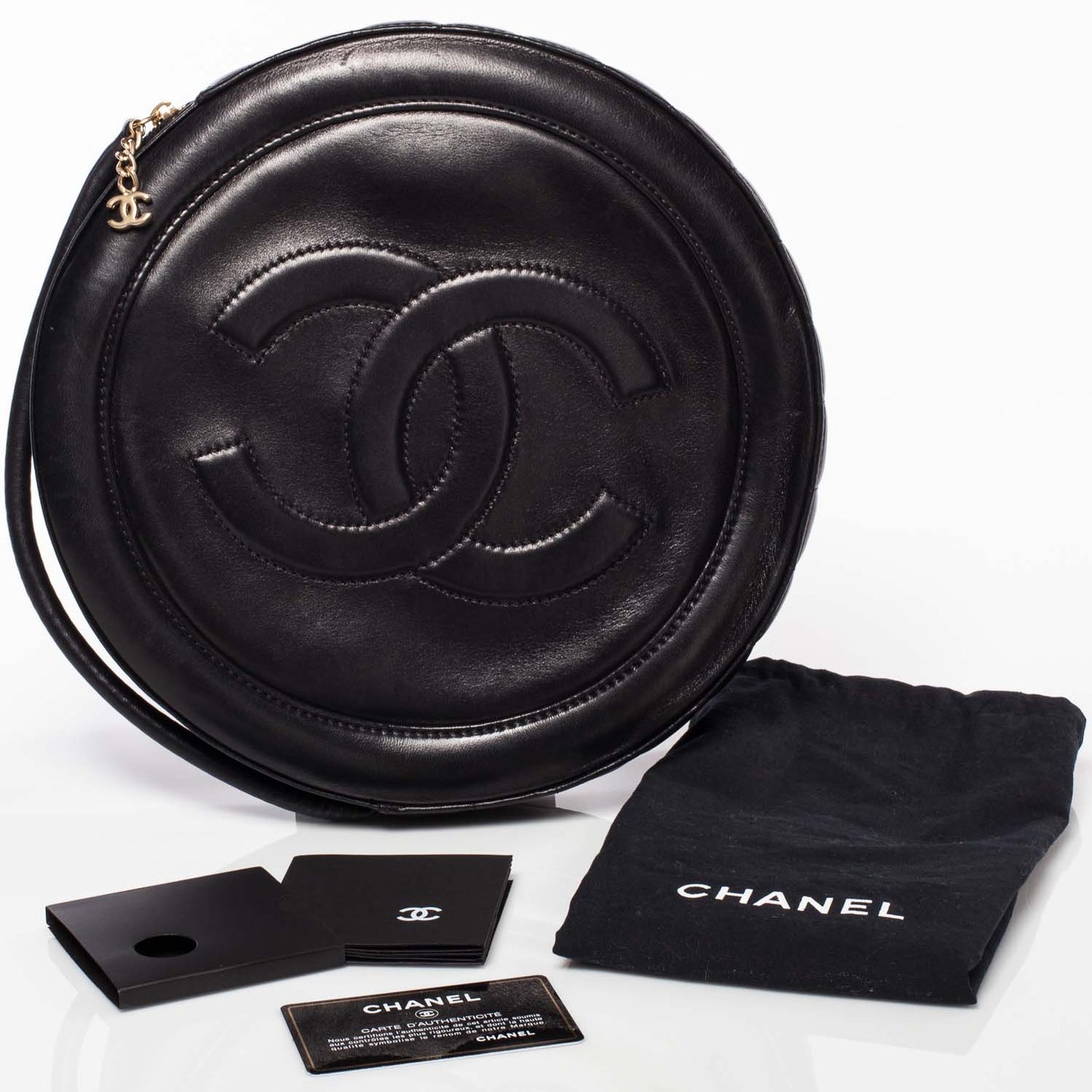 Lambskin Quilted CC Wristlet Black