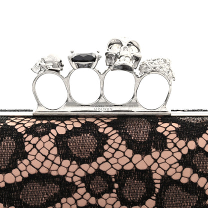 Alexander McQueen Lace Leopard Knuckle Duster Clutch Black Beige 7 of 11