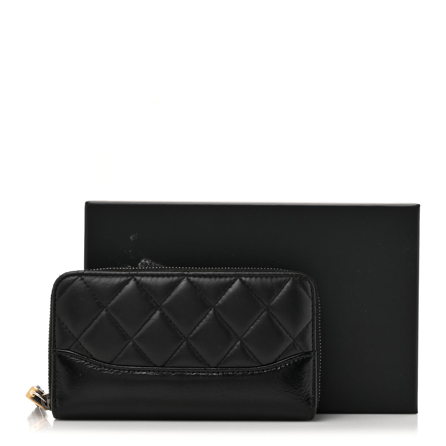 Chanel Aged Calfskin Quilted Small Gabrielle Zip Around Wallet Black 10 of 10