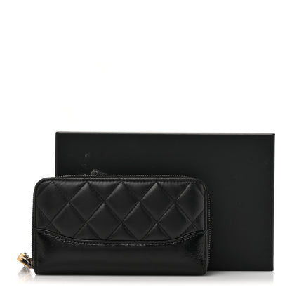 Chanel Aged Calfskin Quilted Small Gabrielle Zip Around Wallet Black 10 of 10