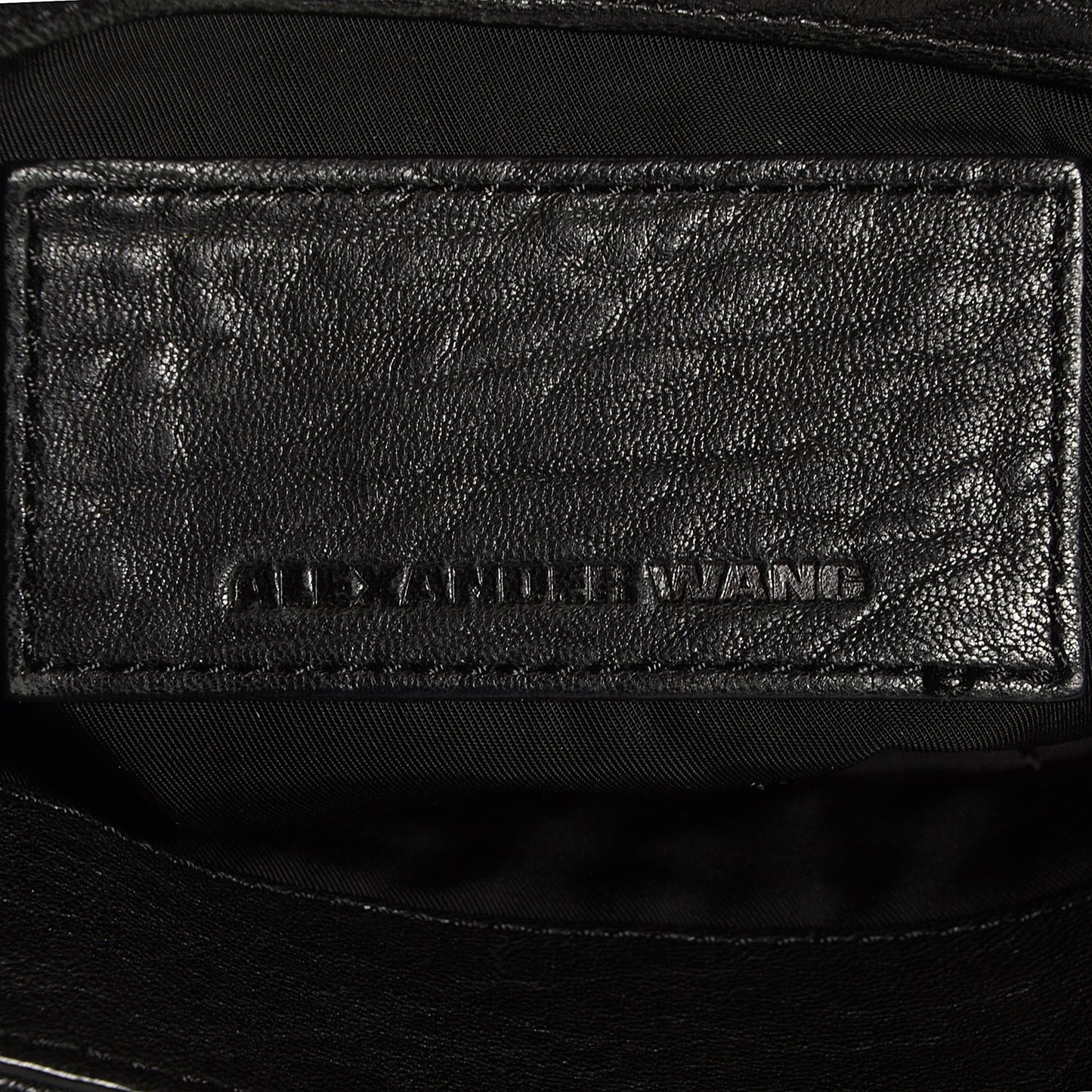 Pebbled Lambskin Lia Sling Black with Antique Brass Hardware