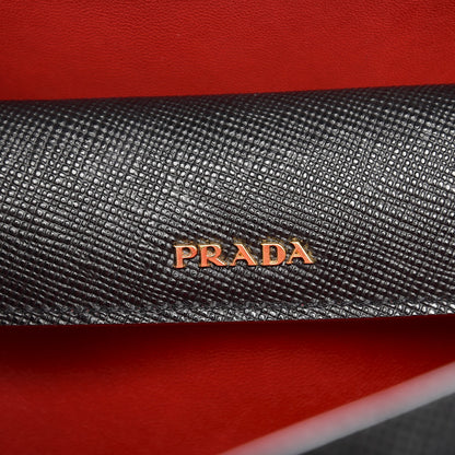 Prada Saffiano Cuir Medium Double Bag Black Fuoco 8 of 9