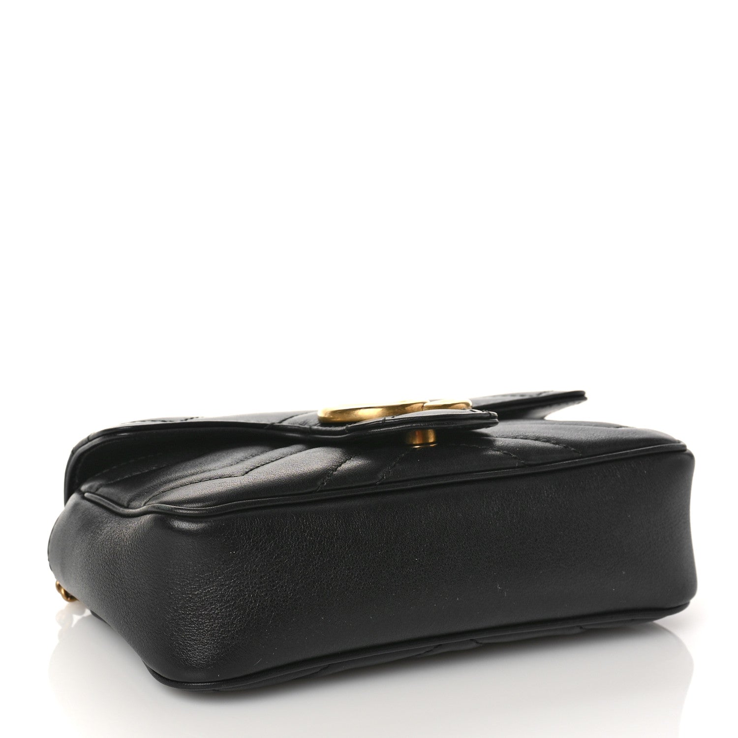 Gucci Calfskin Matelasse Super Mini GG Marmont Shoulder Bag Black 4 of 9