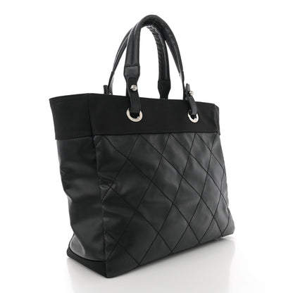 Chanel Coated Canvas Quilted Large Paris Biarritz Tote Black 3 of 10