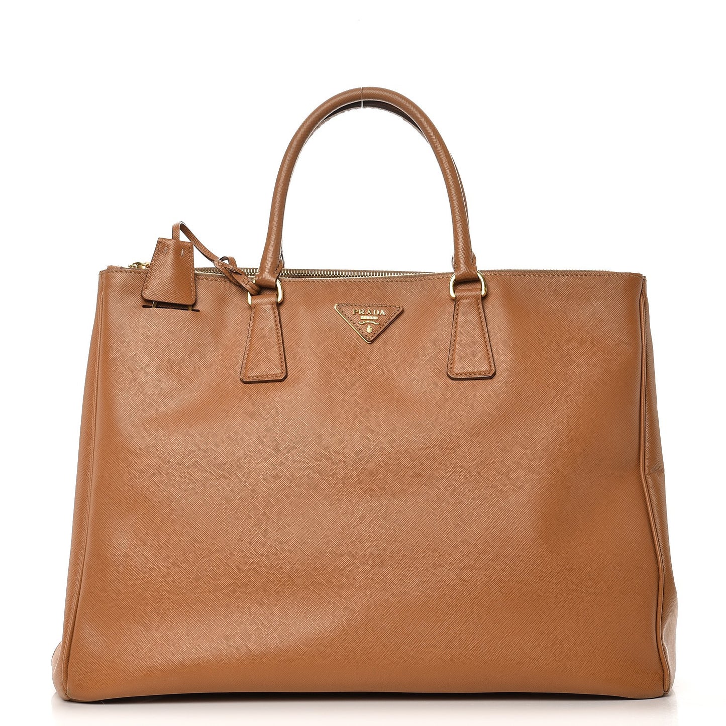 Saffiano Large Galleria Double Zip Tote Caramel