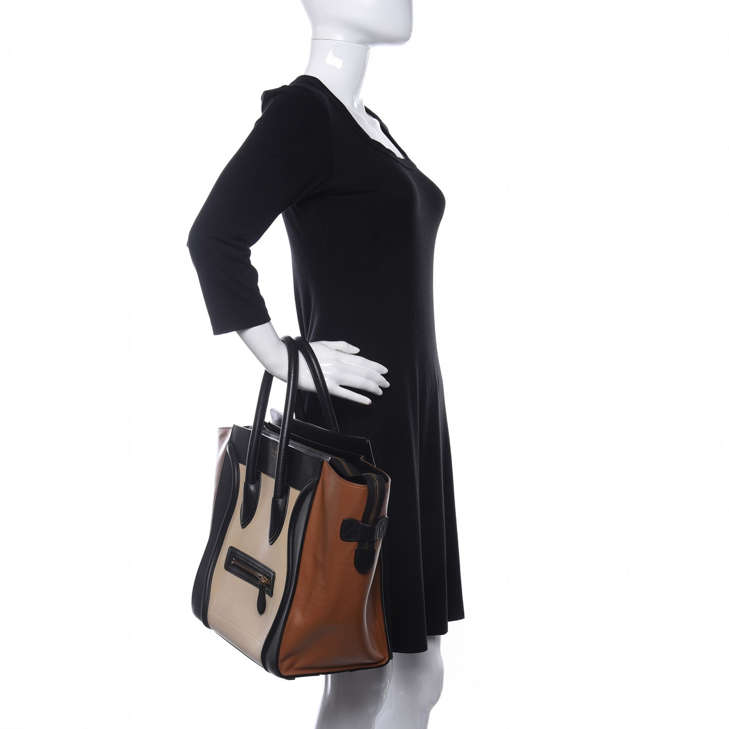 Satin Calfskin Suede Mini Tri-Color Luggage Seashell