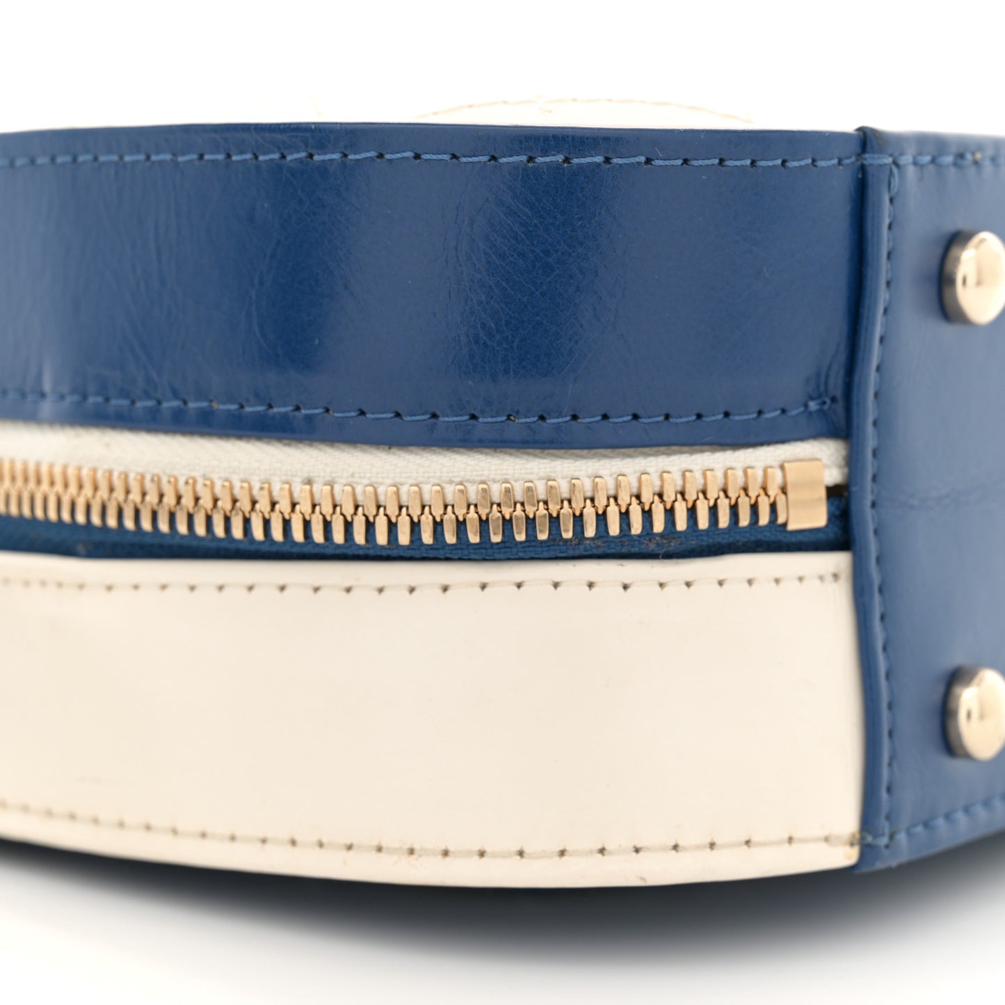 Calfskin Stitched Vanity Case White Blue