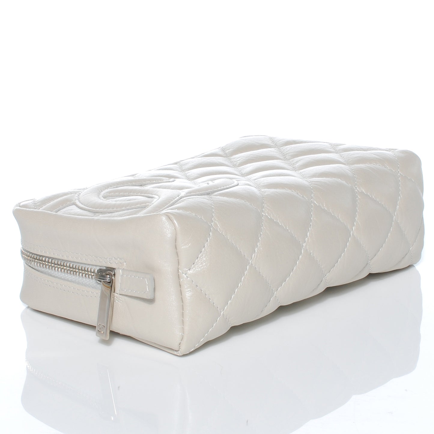 Quilted Cotton Club Cosmetic Pouch Light Silver