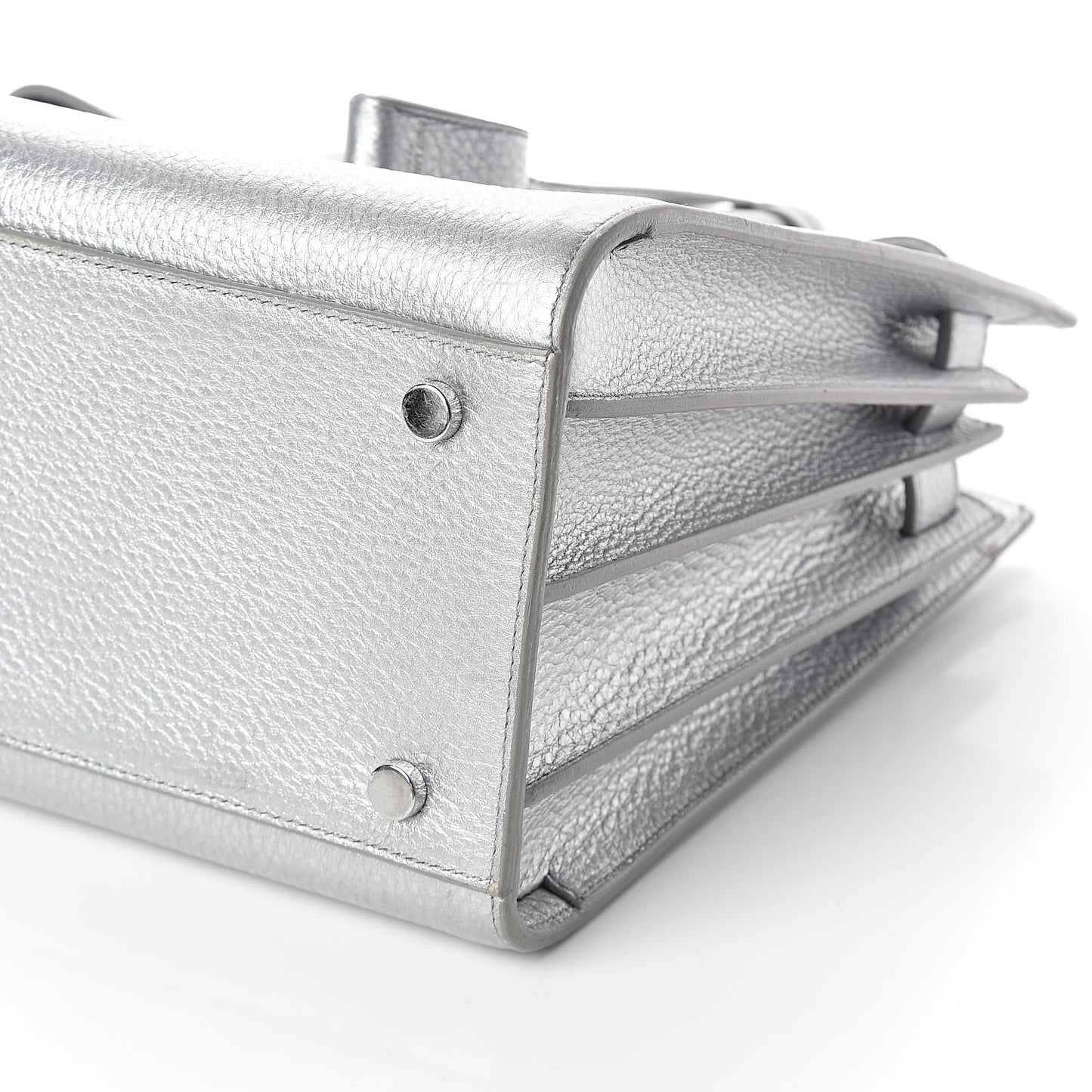 Metallic Calfskin Small Sac De Jour Silver