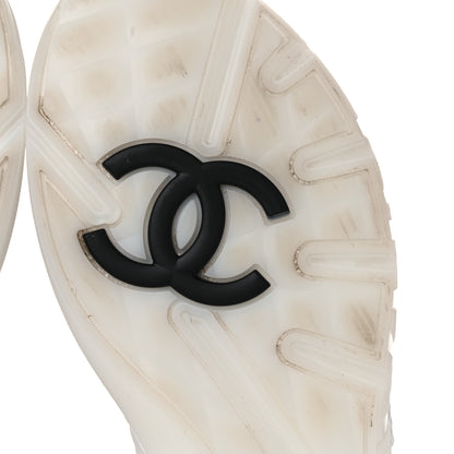 Chanel Nylon Suede Calfskin Womens Sneakers 39 White Grey 9 of 11