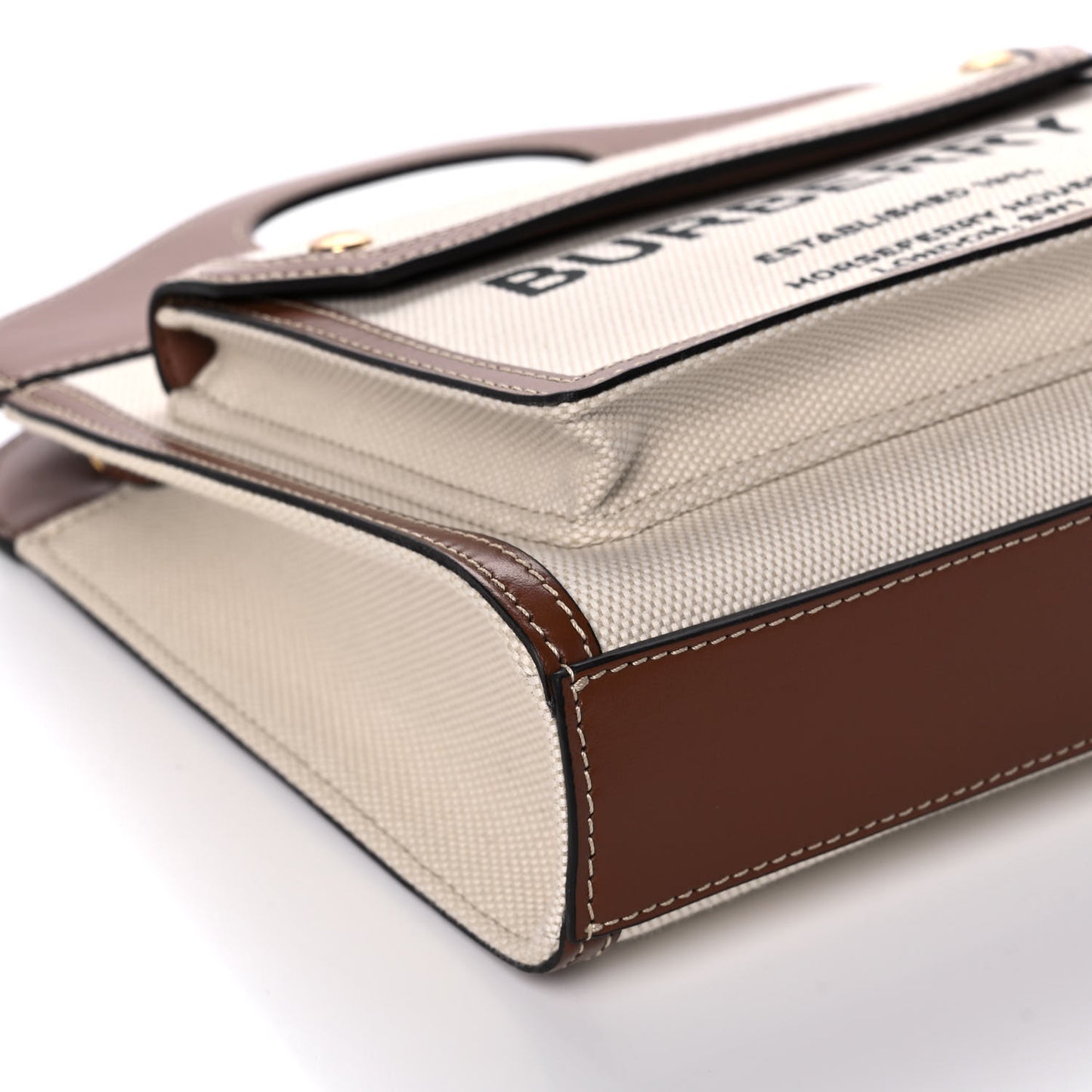 Canvas Smooth Calfskin Two Tone Mini Pocket Bag Natural Malt Brown