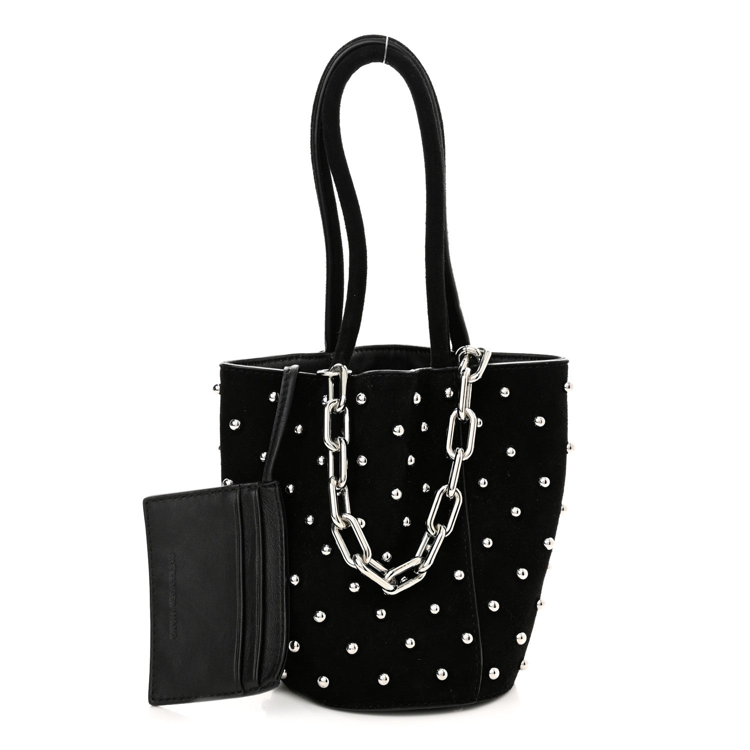 Alexander Wang Suede Studded Mini Roxy Bucket Bag Black 1 of 10