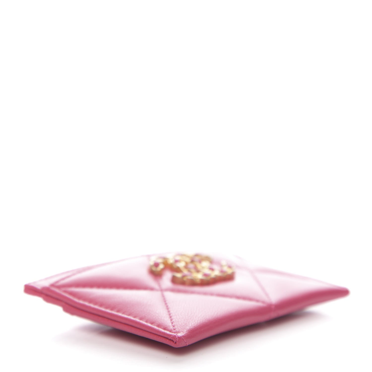 Chanel Shiny Goatskin Quilted 19 Card Holder Dark Pink 4 of 9