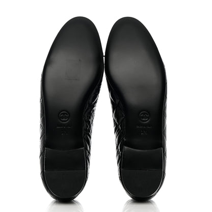 Chanel Aged Calfskin Quilted CC Cap Toe Ballerina Flats 37.5 Black 5 of 11