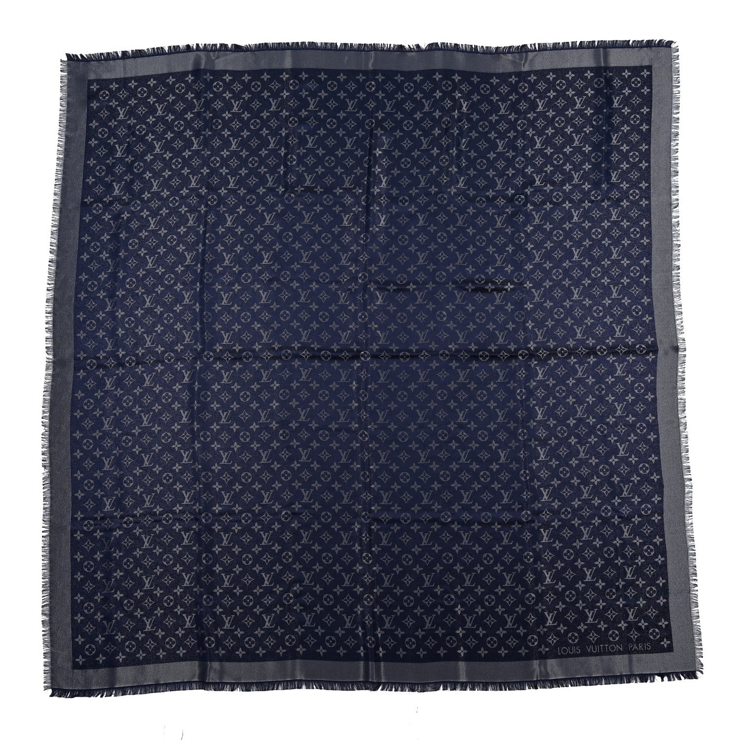 Louis Vuitton Wool Silk Monogram Denim Shawl Bleu Nuit 1 of 3