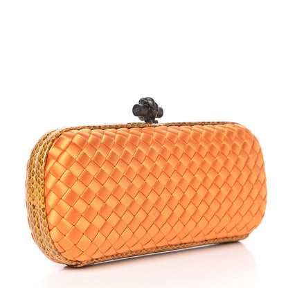 Bottega Veneta Satin Intreccio Impero Ayers Stretch Knot Clutch Orange 3 of 9