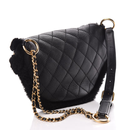 Chanel Calfskin Fur Quilted Waist Bag Fanny Pack Black 3 of 11