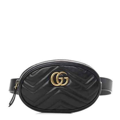 Gucci Calfskin Matelasse GG Marmont Belt Bag 95 38 Black 1 of 6