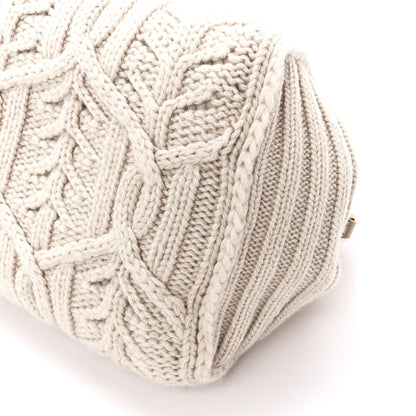 Loro Piana Cashmere Cable Knit Pontaccio Puffy Pouch Clutch Bag Beige 9 of 9