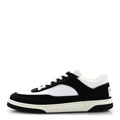 Chanel Fabric Womens Logo Sneakers 39.5 Black White 1 of 9