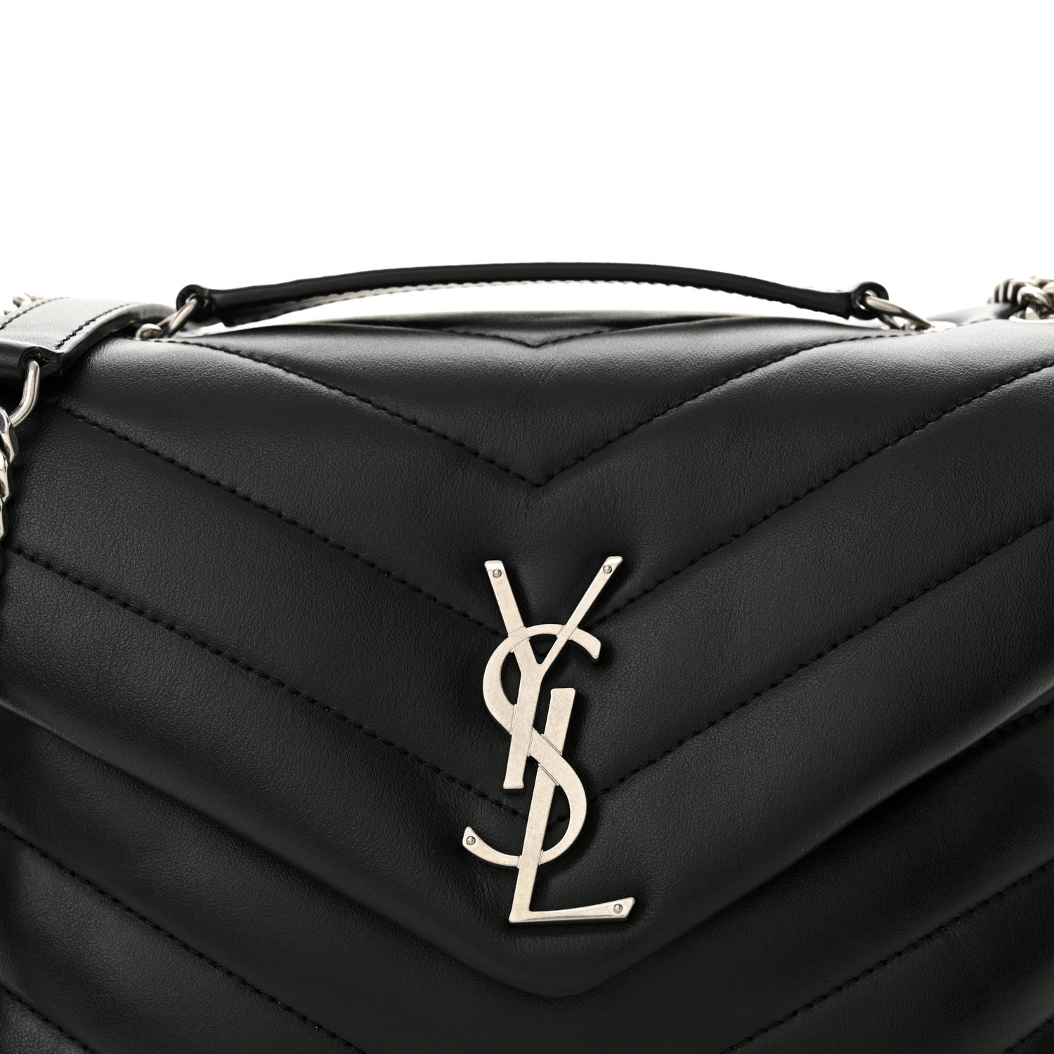 Saint Laurent Calfskin Y Quilted Monogram Small Loulou Crossbody Bag Black 8 of 10