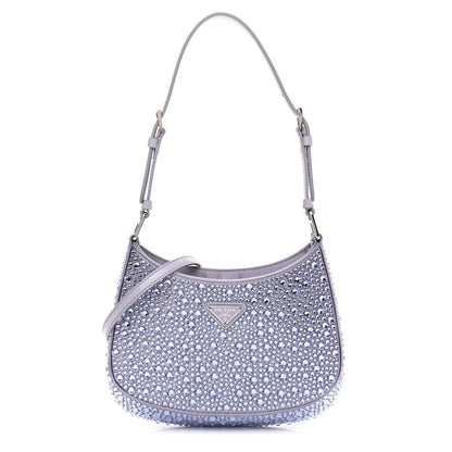 Prada Satin Crystal Cleo Adjustable Strap Shoulder Bag Glicine 1 of 9